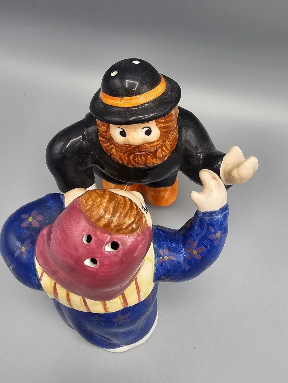 Vintage Ceramic Salt and Pepper Shakers Couple Figurines